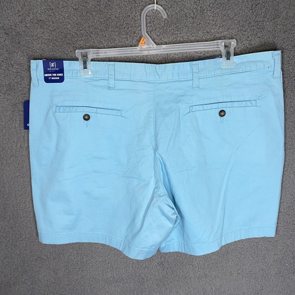 NWT Men's Sz 42 George Soft Turquoise Flat Front Above The Knee Shorts - Picture 2 of 6